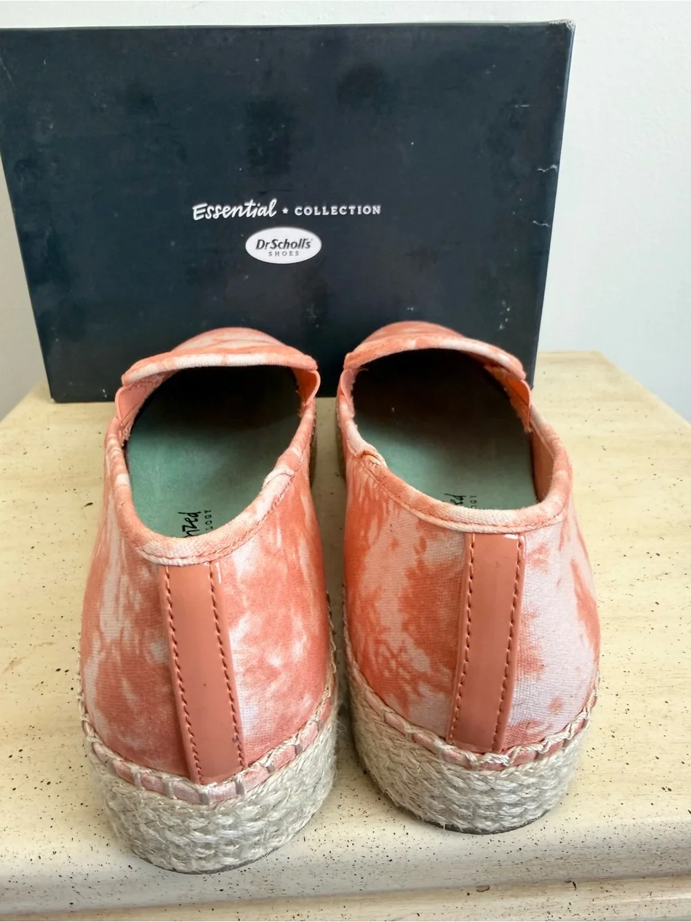 NIB Dr. Scholl's Coral Tie-Dye Platform Espadrilles 10M